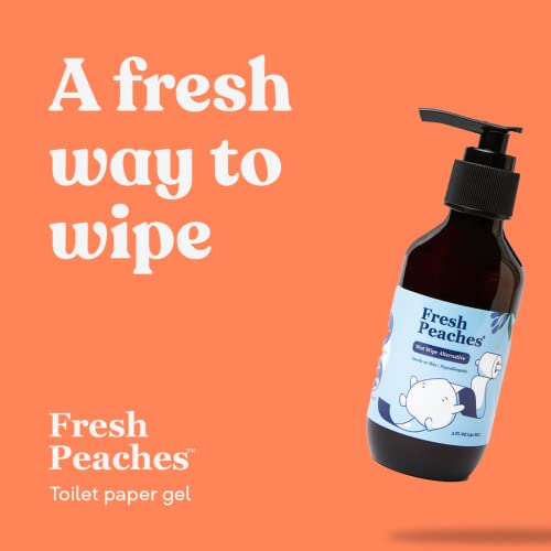 Fresh Peaches Toilet Paper Gel, Wet Wipe Alternative - Septic Safe, Flushable, Hypoallergenic, Eco-Friendly Toilet Paper Spray – 2 Bottles, 4.4 Oz​ #TOP4