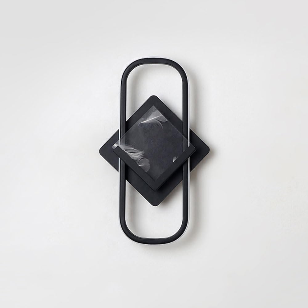 Adjustable Indoor Wall Sconce Lighting Black Modern LED Wall Light Fixture Luxury Metal Ring Wall Mounted Lamp 3-Color Circular Indoor Wall Lamp for Living Room Bedroom Porch Hallway Bathroom