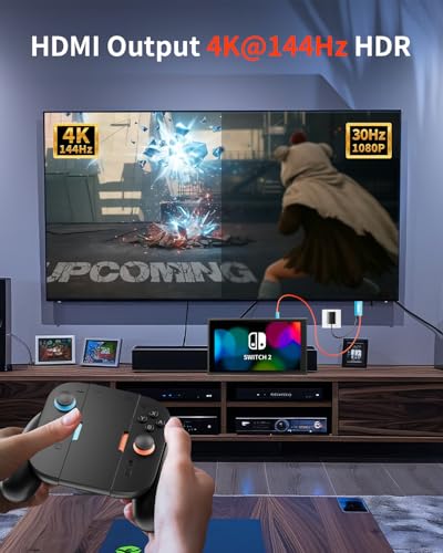 Switch 2 TV Dock Docking Station for Nintendo Switch 2,Portable 2025 New Models Adapter Support 4K/144HZ TV Dock Mode, (Blue and Red)