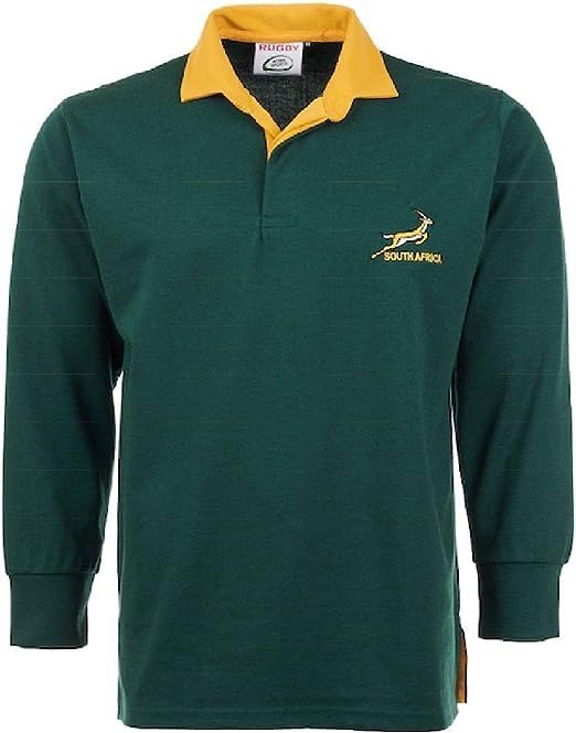 – Men’s Rugby Full Sleeve with Collar Shirt | South Africa Embroidered Logo | Collar Style | Rugby Fan Supporter Shirt | Casual Poly Cotton Shirt | Dark Green | Size S to 5XL