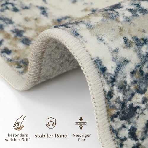GENIMO Waschbar Teppich Wohnzimmer 160x230 cm Kurzflor Blau – Ansicht 2