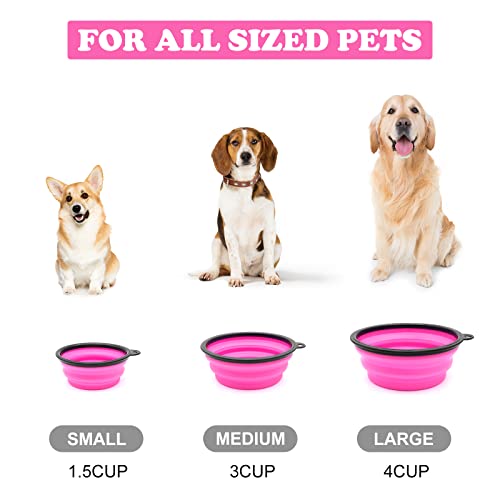 Image of 2-Pack Small Dog Travel Bowl, Collapsible Bowls for Dogs, Foldable Cat Water Bowl, Portable Pet Feeding Watering Traveling Dish (Pink & Light Blue)