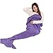Kihanny Living Room Mermaid Tail Knit Crochet Mermaid Blanket for Kids and Adults, 71"x35.5"
