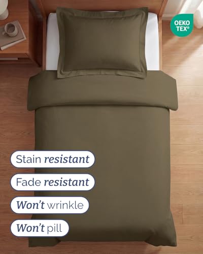 Image of Duvet Cover Twin /Twin XL Size Set - Extra Soft Twin /Twin XL Duvet Cover 68 inch x 90 inch with 1 Pillow Sham for Women, Men, Kids & Teens - Comfy, Easy-Care & Fade Free with Zipper Closures and Ties (Khaki)