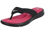 NIKE Women's Ultra Comfort Thong Athletic Sandal, Black/White/Vivid Pink, 9 B US