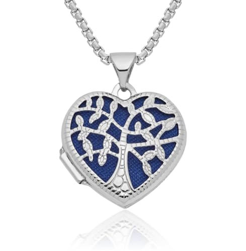 IceCarats 14K Solid White Gold Tree of Life Heart Love Personalized Photo Locket Necklace Picture Pendant Charm 24mm x 18.6mm Only