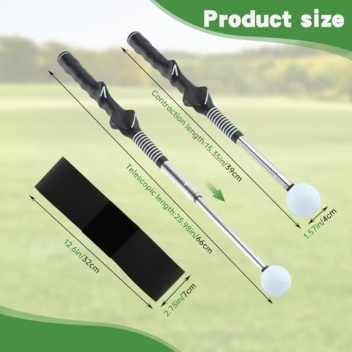 NOWHYX Retractable Golf Swing Training Aid, Strength & Tempo Training for Chipping Hitting, Portable Rhythm Click Sound Warm Up Golf Swing Trainer with Arm Band for Indoor Outdoor Use(Color:Black)