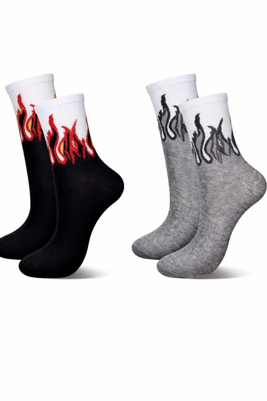 WKLOUYHE Pack of 2 Unisex Stylish Athletic Socks With Fire Print Socks,Unisex Stretchable_Free Size - Review, Price and Buying Guide