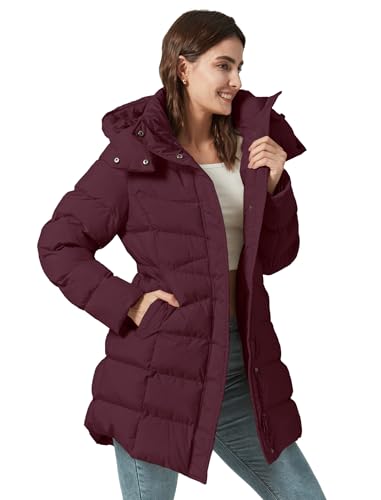 PurePear Women's Wine Red Long Puffer Jacket – Cozy, Stylish, and Perfect for Winter Adventures in XL - Image 3