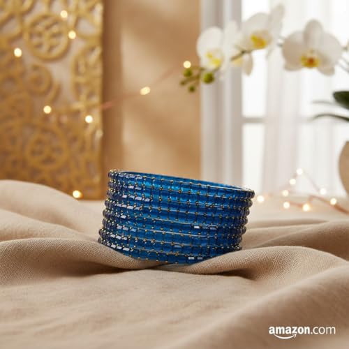 Image of SUNDRAM Raindrop Glass Bangles Set for Women & Girls, Transparent Crystal Kanch Ki Chudi for Wedding & Party, Set of 12