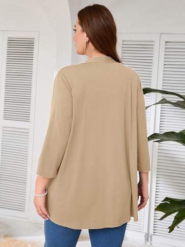 Image of AusLook Women's Plus Size Lightweight Open Front Cardigan 3 /4 Sleeve Cover Ups Shrugs Shawls and Wraps Kimono Jacket Coat