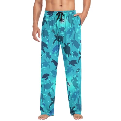 Sun Swims Turtle Pajama Pants Galaxy Sea Marine Animal Lounge Sleepwear PJs Men's Pajama Bottoms Casual Sleep Pants M4