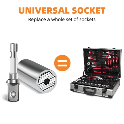 Adniland Universal Socket Tool, Super Socket Unscrew Any Bolt, Adjustable Grip Socket Adapter Set For Car Mechanic Electrician Handyman, Hvac Tools, Power Drill Adapter Gifts For Men Dad Husband #TOP3
