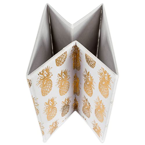 Dii Non Woven Polyester Storage Bin, Metallic Pineapple, White & Gold, Small Set Of 2 #TOP2