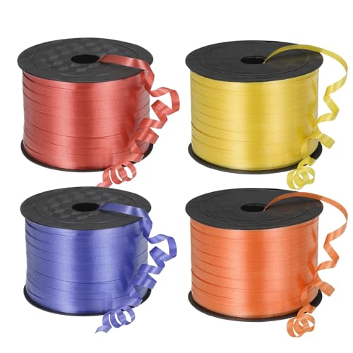 PATIKIL 4pcs 100 Yards Curling Ribbon Crimped Balloon String Metallic 5mm for Party Decoration Gift Wrapping Art Crafts