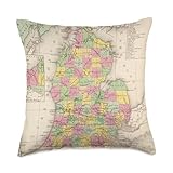 Michigan Counties Map Throw Pillow