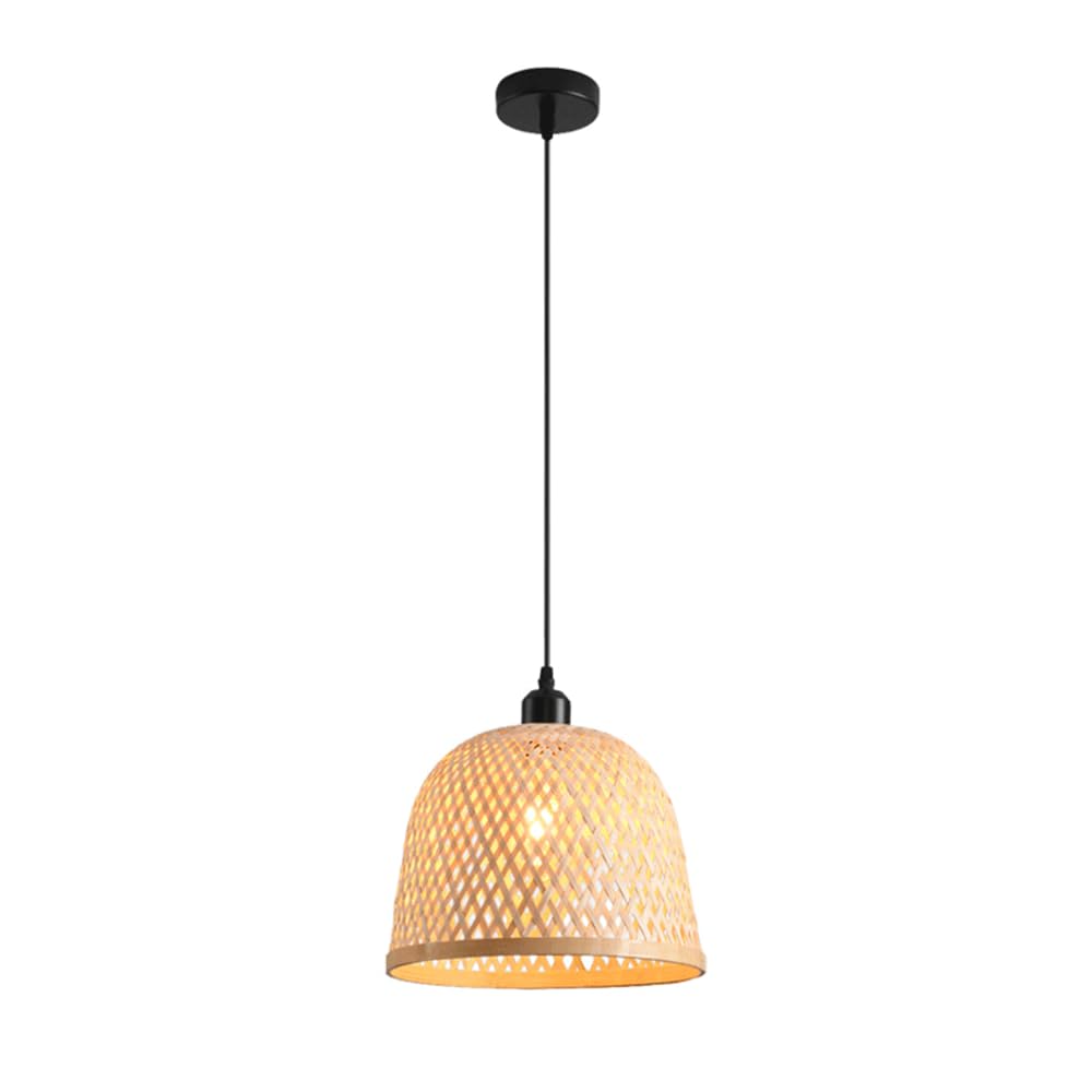 CHUNGYANG Bamboo Chandelier Light Fixture Creative Pastoral Bedroom Living Room Hanging Pendant Lighting Chinese Style Natural Bamboo Pendant Lamp for Kitchen Island Boho Dining Room Hanging Lamp