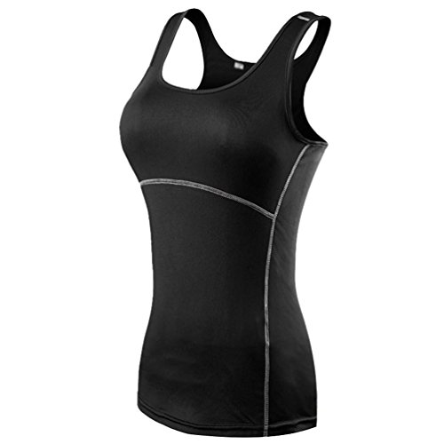 Byqny Women's Sports Vest Top Sleeveless Tee T-Shirt Fast Drying Tank Stretchy Athleisure Yoga Camisole Top for Running Gym Workout Vest Black 2XL