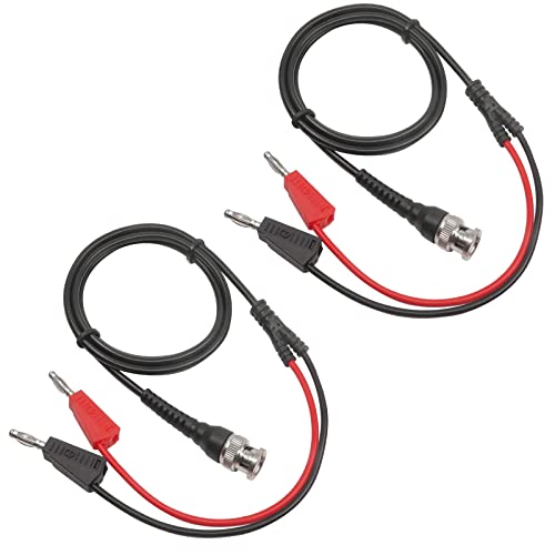 Image of Coaxial Cable BNC Male to Dual Banana Plug Test Lead for Oscilloscope, Pack of 2