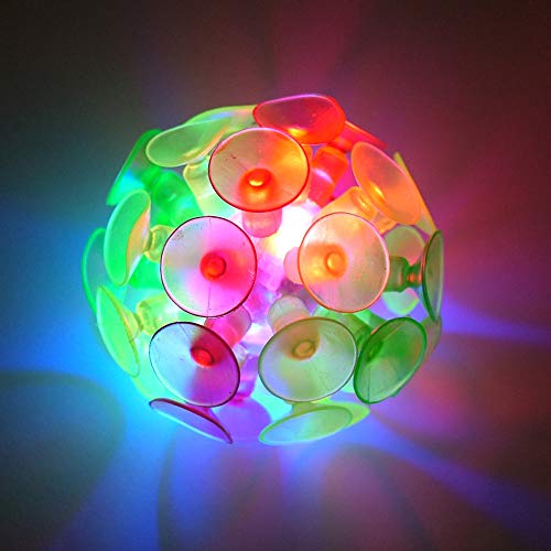 Bola de arcoíris LED con ventosas y luz, en bolsa de plástico, 5,5 cm