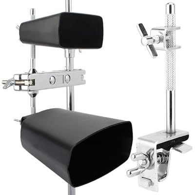 Cowbell Holder for Drum Set, Ring Mounted Cowbell Clip with Up Down Adjustable Mount Position - Percussion Accessory for Jazz Drum Kit Rehearsal Studio Stage Setup Daily Use
