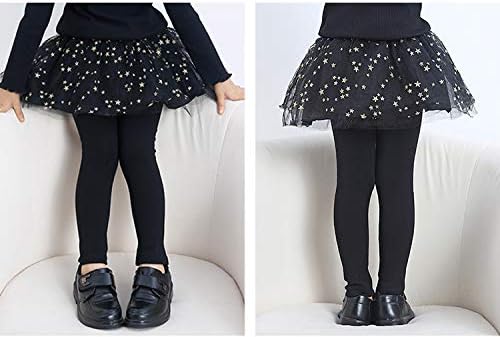 Little Girls Footless Leggings with Tutu Ruffle Twinkle Star Skirt Stretchy Cotton Pantskirt - Image 5