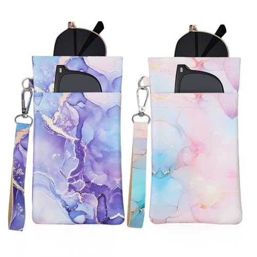 Image of Double Eyeglass Case Soft Dual Glasses Case for Women Men Travel Squeeze Top Sunglasses Cases Eyeglasses Pouch