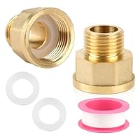 2 Stück Messing Reduzierung 3/4 auf 1/2, Messing Reduzierstück 3/4 auf 1/2, Adapter 1/2 auf 3/4 mit 2 Gummidichtung und Papierrohband, Hahnverlängerung für Rohrverbindungen