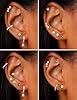 FANCH 8Pairs Hypoallergenic Flat Back Earrings Surgical Stainless Steel Stud Hoop Huggie Earrings Set Teardrop Dangle Drop Earrings 14K Gold Cartilage Earring Stacks for Multiple Piercing 20G Silver #2