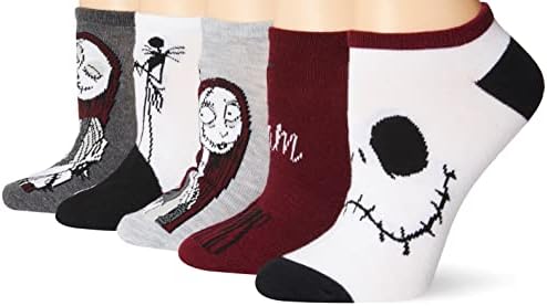 Disney womens Nightmare Before Christmas 5 Pack No Show Casual Sock, White Multi, 11-Sep US