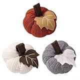 Niceminiwall Juego de 3 calabazas de otoño de tela para uso en interiores, para añadir calidez estacional a la decoración de Halloween y Acción de Gracias (naranja)