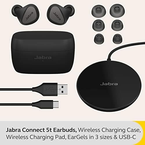 Jabra Connect 5t Work from Home True Wireless In Ear Bluetooth Earbuds with Hybrid Active Noise Cancellation (ANC), 6-mic call technology and Bluetooth Multipoint - Titanium Black