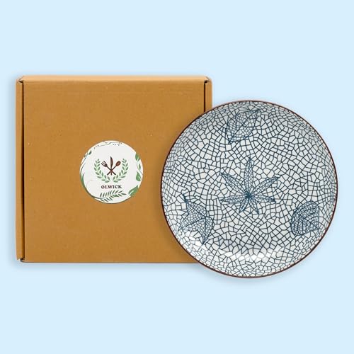 Image of Japanese Style 8-Inch Ceramic Round Dinner Plate - Microwave & Dishwasher Safe, 20.4x4.3cm Porcelain Dish for Seafood, Appetizers & Snacks, Autumn (1 Piece)