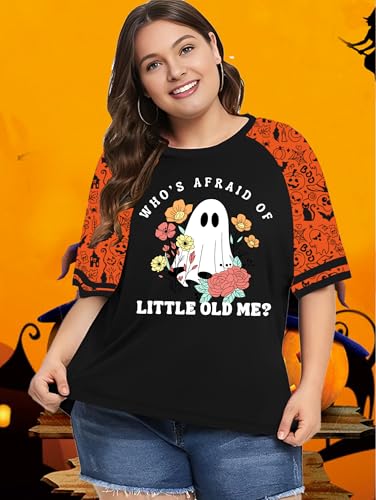 Plus Size Halloween Shirts for Women Pumpkin Graphic Tshirt Fall Casual Short Sleeve Tee Tops4