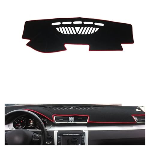 Alfombra de salpicadero para Passat B6 B7 2006-2017 protectora negra con borde rojo