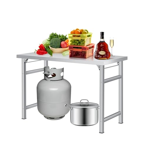 JoanKaren 48" x 24"Commercial Stainless Steel Folding Table, 520LB Capacity Heavy-Duty Prep Table with Adjustable Feet, Foldable Workstation for Kitchen, Restaurant, Garage, Camping by JoanKaren - Image 3