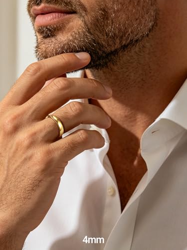 PROSTEEL Bague Unisexe Plaqué Or Taille 62 Alliance Anneau 4mm pour Homme Femme – vue 4