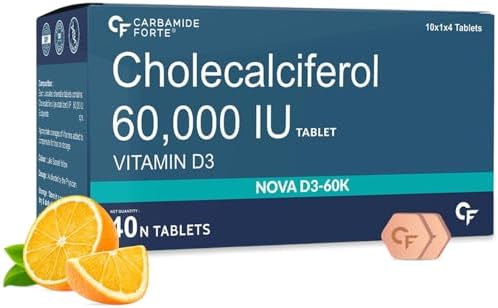 Carbamide Forte Vitamin D3 60000IU | Vitamin D3 Supplements for Women & Men - Cholecalciferol Tablets | Vitamin D Tablets For Bones & Immune Health | Orange Flavoured - 40 Tablets