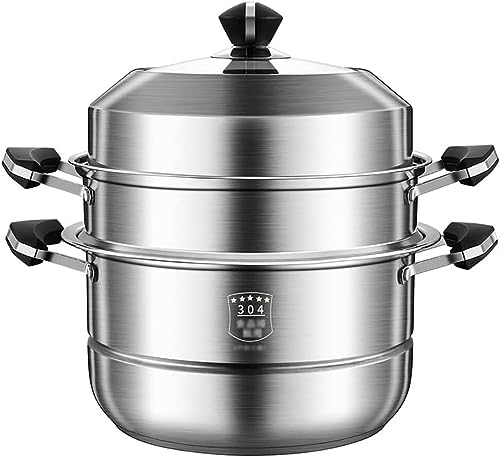 Minp 二段/三段/四段 蒸し器 蒸鍋 蒸し鍋 蒸しもの鍋 鍋蓋付 3層底 対応熱源:IH対応 各種熱源対応 304ステンレス鍋蒸し器 調理器具 大容量多機能