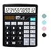 Calculator, Deli Standard Function Desktop Basic Calculators with 12 Digit Large LCD Display, Solar Battery Dual Power Office Calculator, Black
