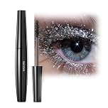 Glitter Mascara,Lashes Top Coat Glitter Mascara Sparkling Diamond Eyelash,Long Lasting Smudgeproof Waterproof Sparkling Colorful Eye Make-Up for Women(Black)