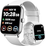 Gydom Smart Watches for Women Men [Alexa Built-in, 1.8"] Smartwatch with Heart Rate/SpO2/Sleep/Stress, 101+ Sports Modes, IP68 Waterproof, Pedometer Fitness Tracker for iOS Android Phones, White