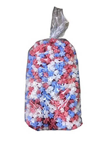 Funpak Plant Based Biodegradable Packing Peanuts 1.5 Cu Ft Bag Compostable (Red, White, Blue Stars) #TOP4