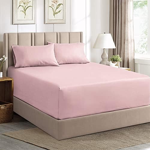 Aisbo Double Fitted Sheet Green - Extra Deep Pocket Bed Sheet 16 inch 40 cm - Microfiber Bottom Sheet, 135x190cm
