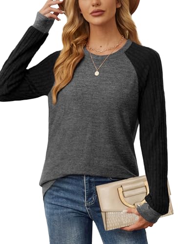 Image of Saloogoe Tunic Sweatshirts for Women Crewneck Lightweight Sweaters Raglan Long Sleeve Shirts Fall Fashion Tops 2026