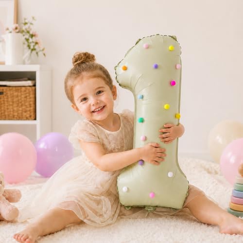 DIY Number 1 Balloon, 32 Inch 1 Birthday Balloon with Pom Pom by Wuokkig - Used condition - Image 3
