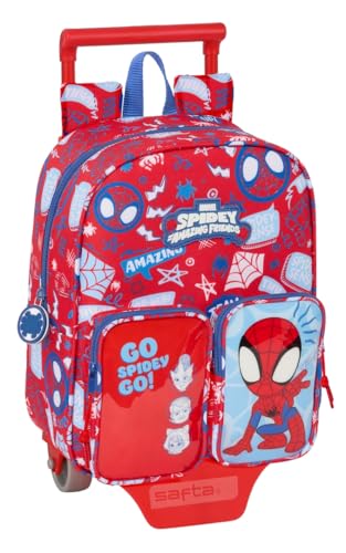 Safta SPIDEY RESCUE - Mochila Guardería con Carro, Ideal para Niños de Diferentes Edades, Cómoda y Versátil, Calidad y Resistencia, 22x10x27 cm