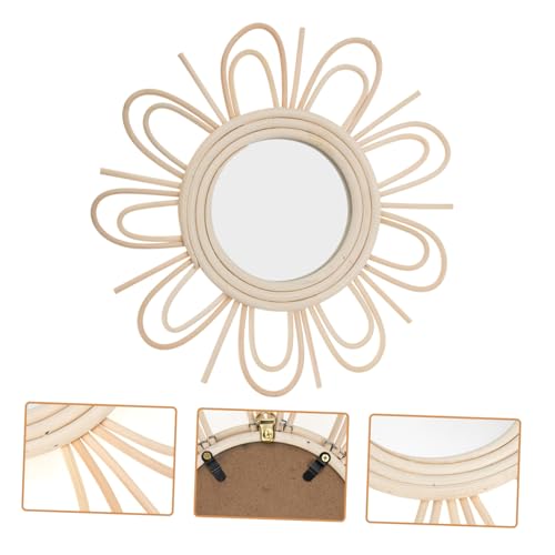 Miroir de maquillage en rotin tressé main pour reflet net - 3