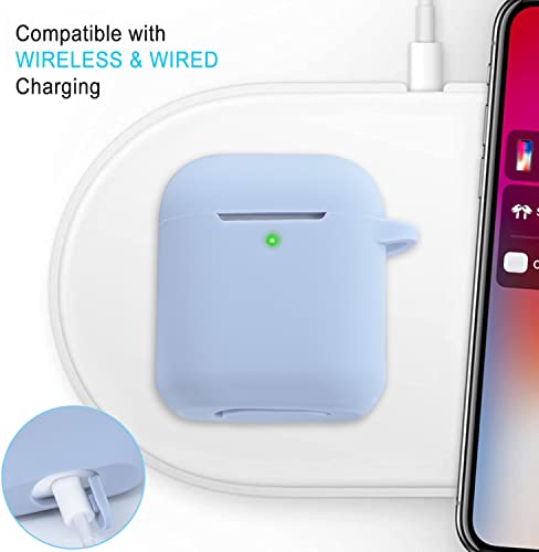Silicone Compatible with Airpods Case, Gawnock Soft Case Cover Flexible for Compatible with Airpods 2nd/1st Generation Cover for Women Girls with Keychain - Sky Blue by Gawnock - Used condition - Image 2