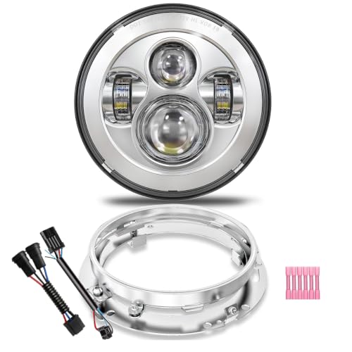 TRUCKMALL 7 Inch LED Headlight Motorcycle Headlights Compatible with Harley Davidson Touring Ultra Classic Electra Street Glide Fat Boy Heritage Softail Slim Deluxe Switchback Road King by TRUCKMALL - Used condition - US$19.05